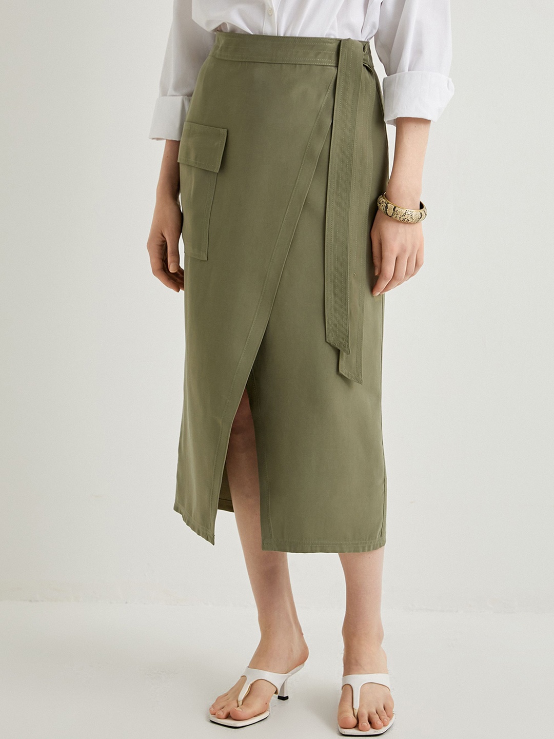 

Koton Straight Midi Skirt, Green