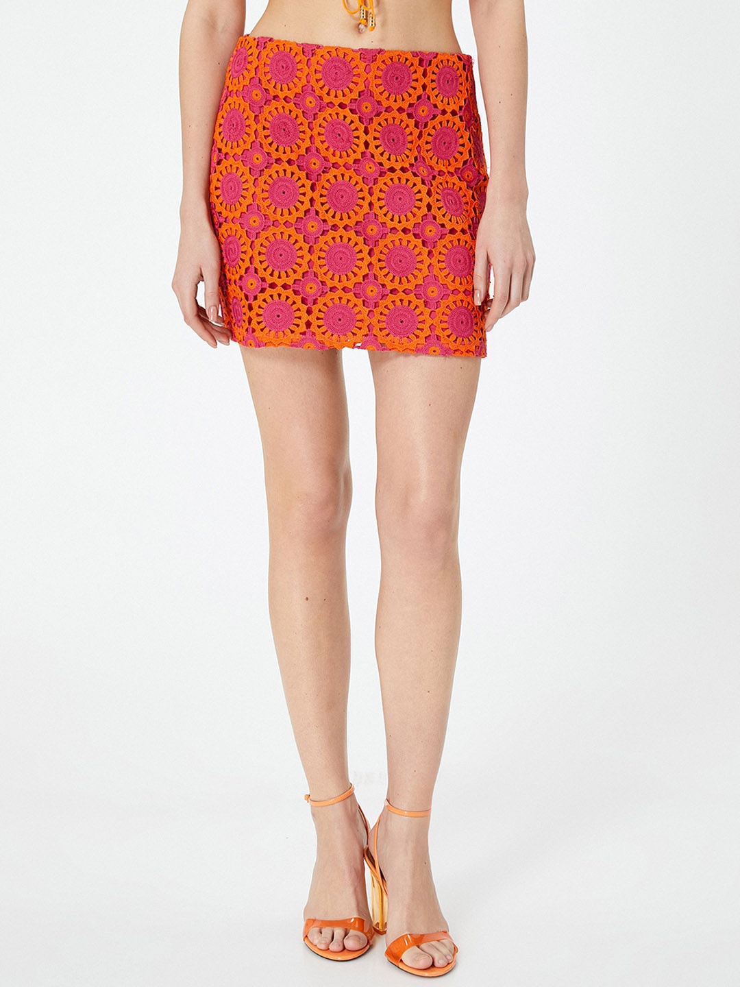 

Koton Self-Designed Straight Mini Skirt, Pink
