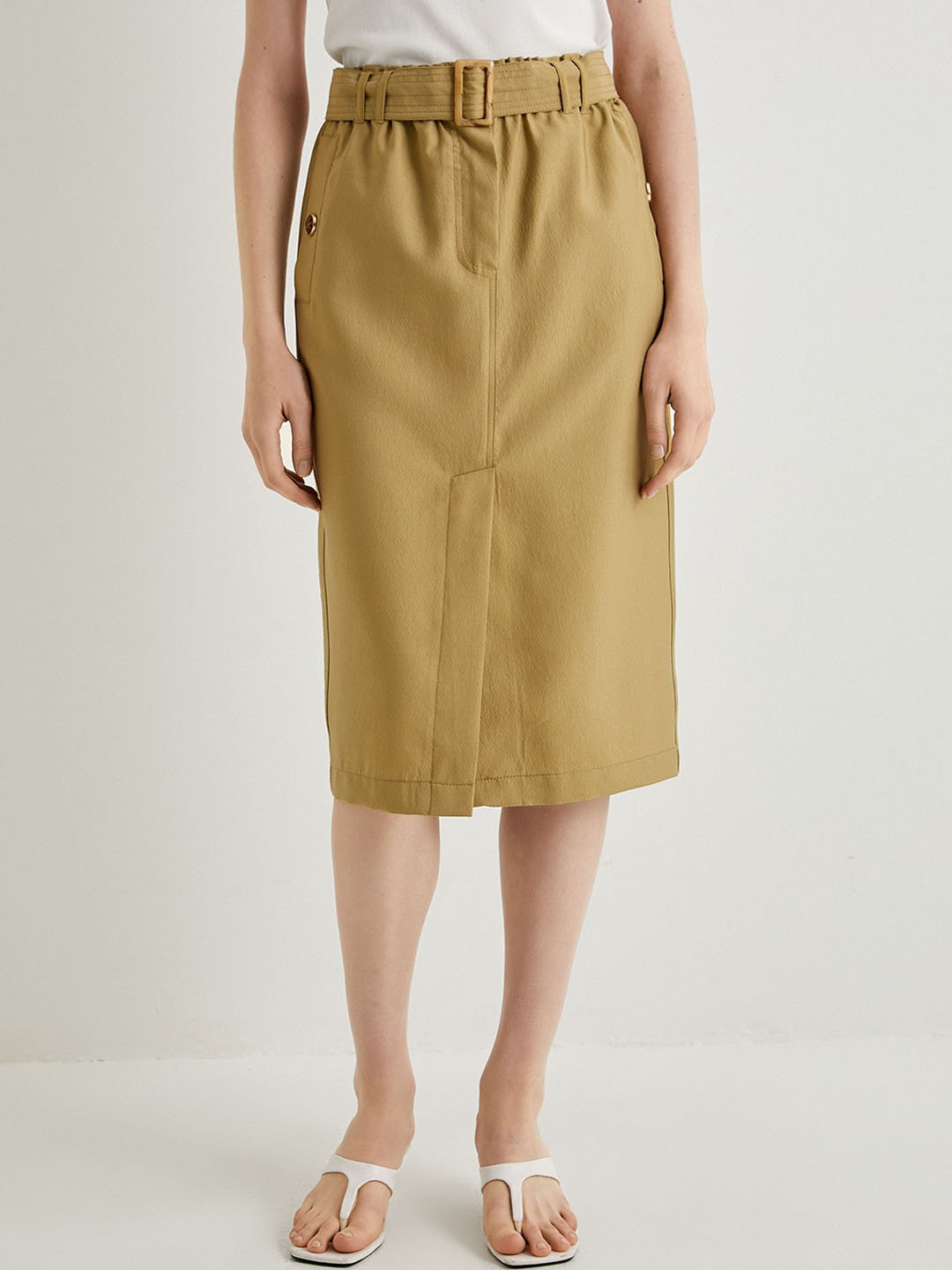 

Koton A-Line Midi Skirt, Khaki