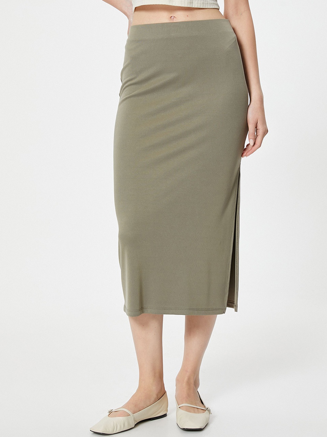 

Koton Women Straight Midi Skirt, Olive