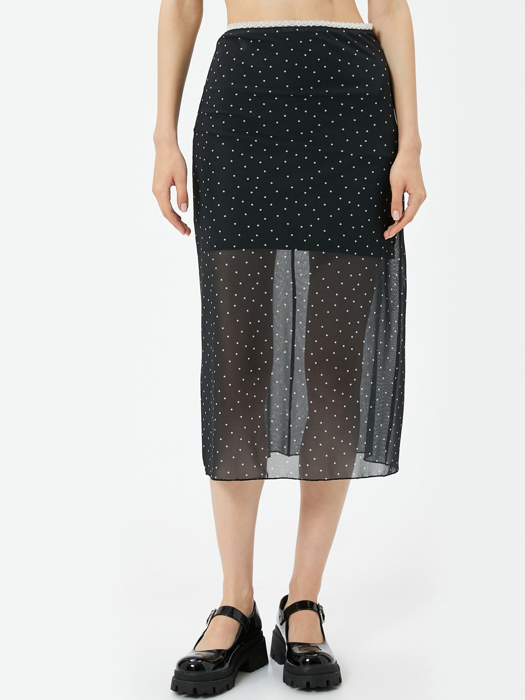 

Koton Printed Pencil Midi Skirt, Black