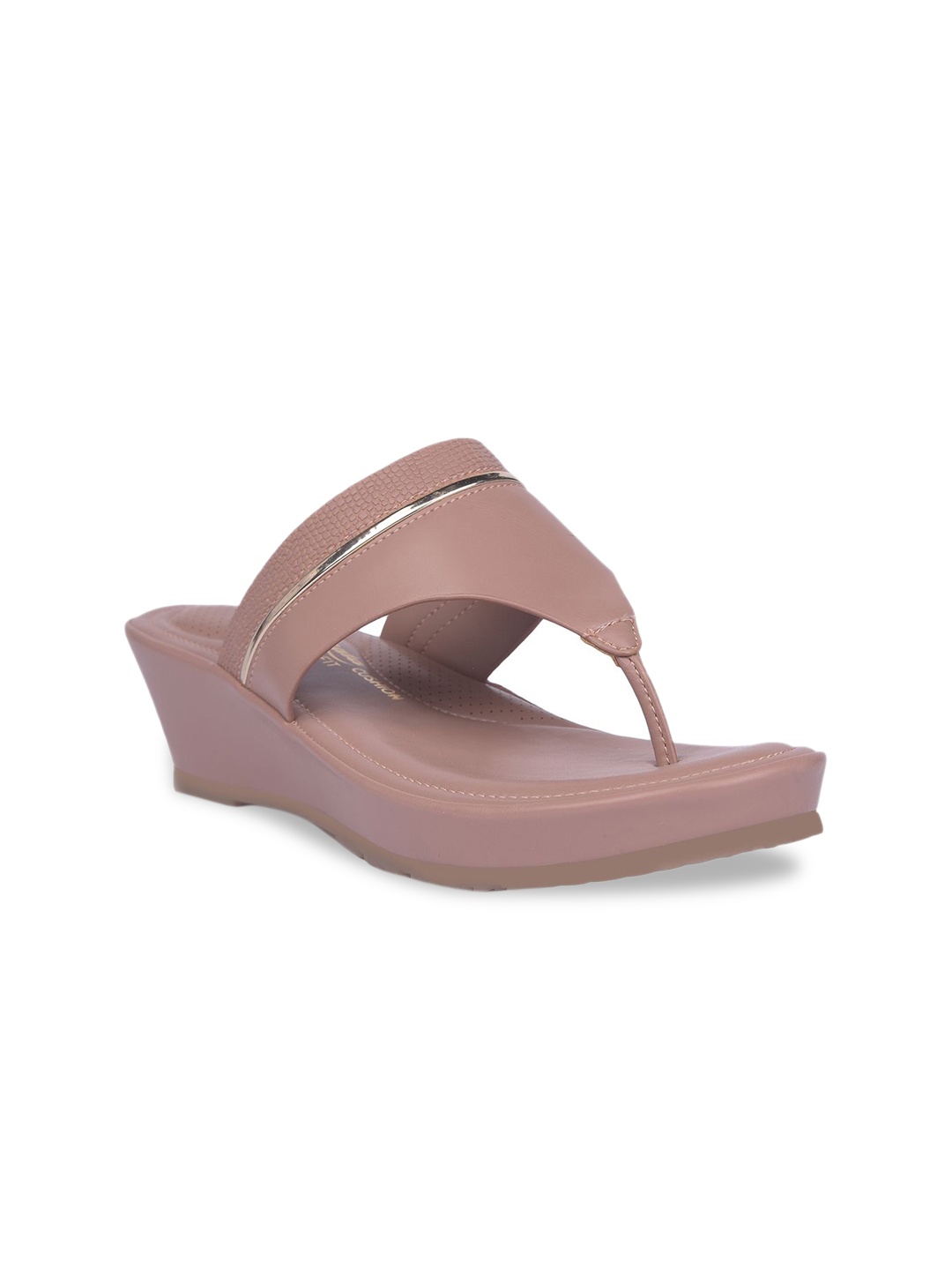 

Bata comfit Round Toe T Strap PU Flatform Sandals, Nude