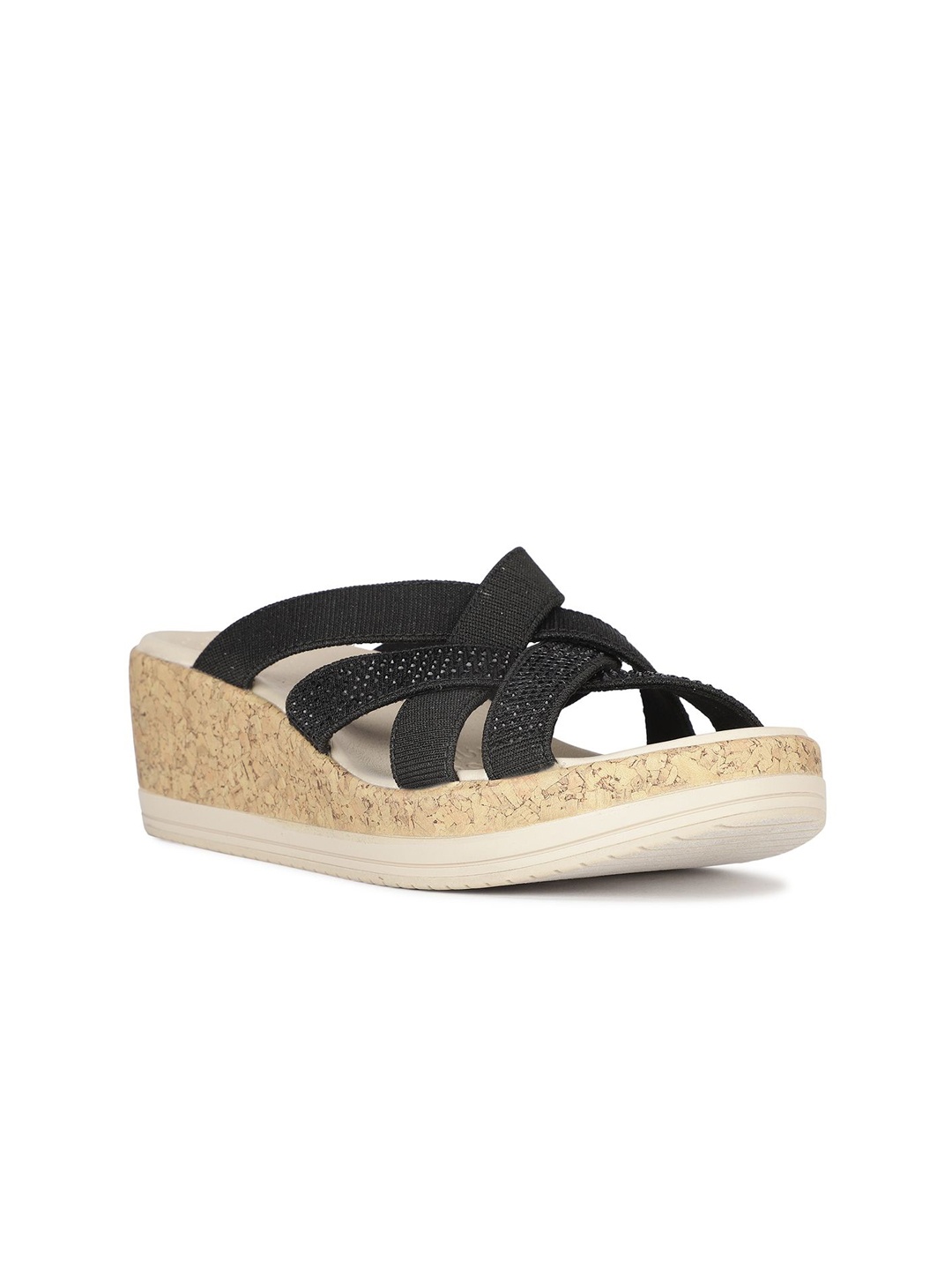

Naturalizer Embellished Round Toe Wedge Sandals, Black