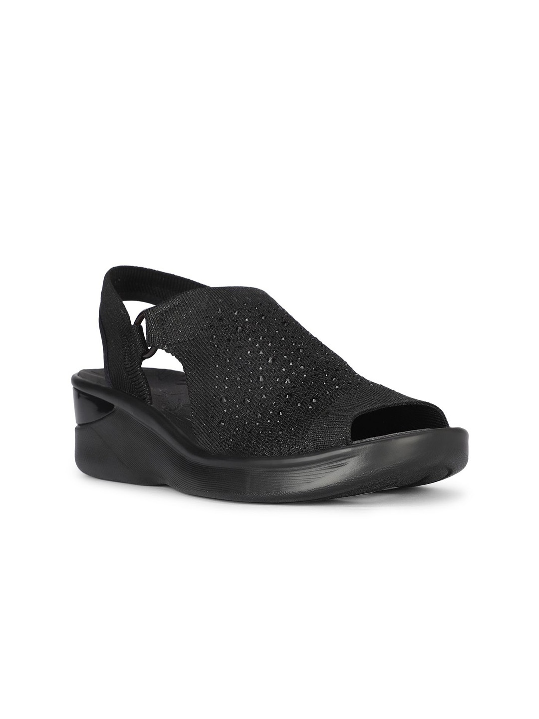 

Naturalizer Wedge Peep Toes with Laser Cuts Heels, Black