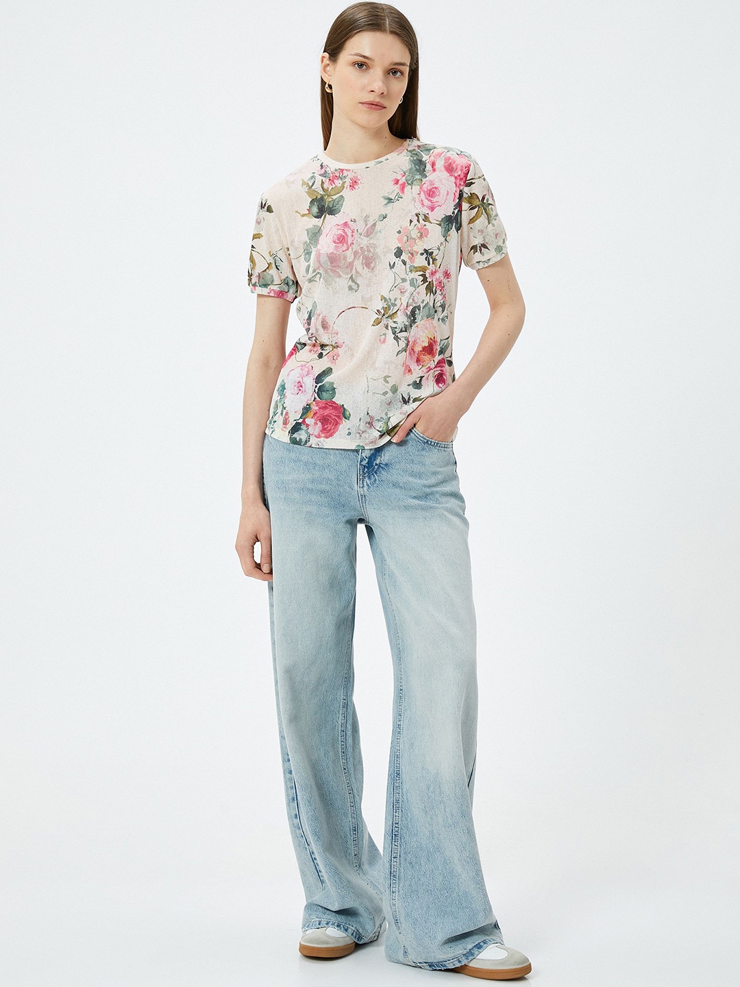 

Koton Floral Printed Round Neck Top, Pink