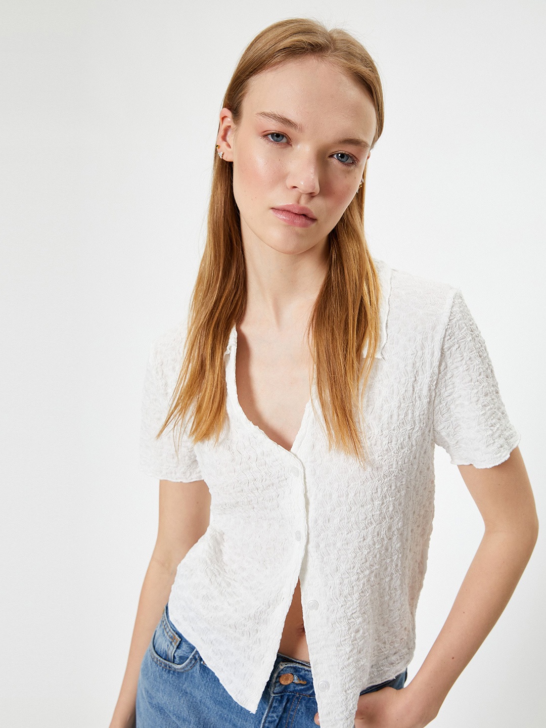 

Koton Solid Shirt Style Top, Beige