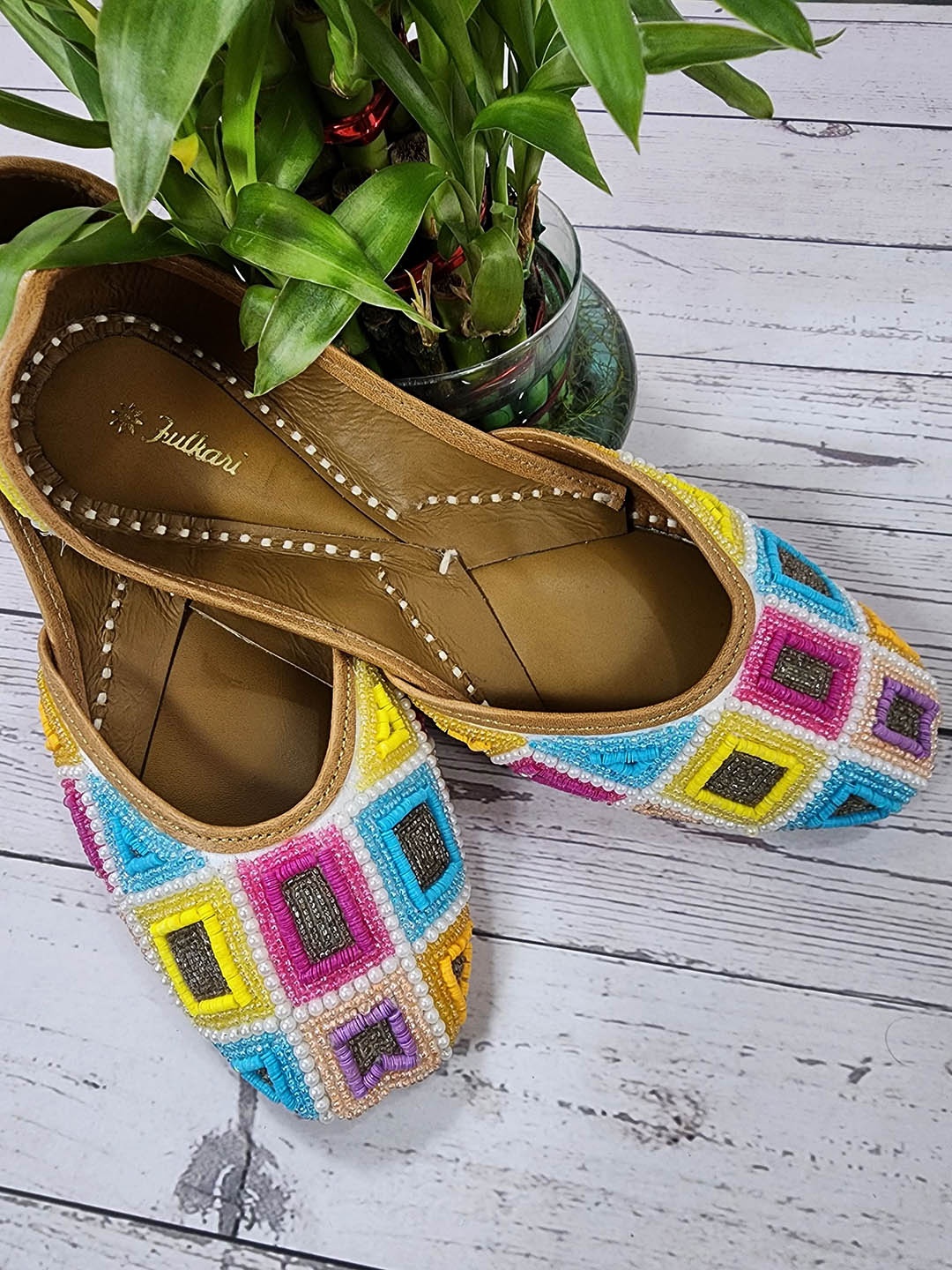 

Fulkari Women Printed Ethnic Open Toe Flats, White
