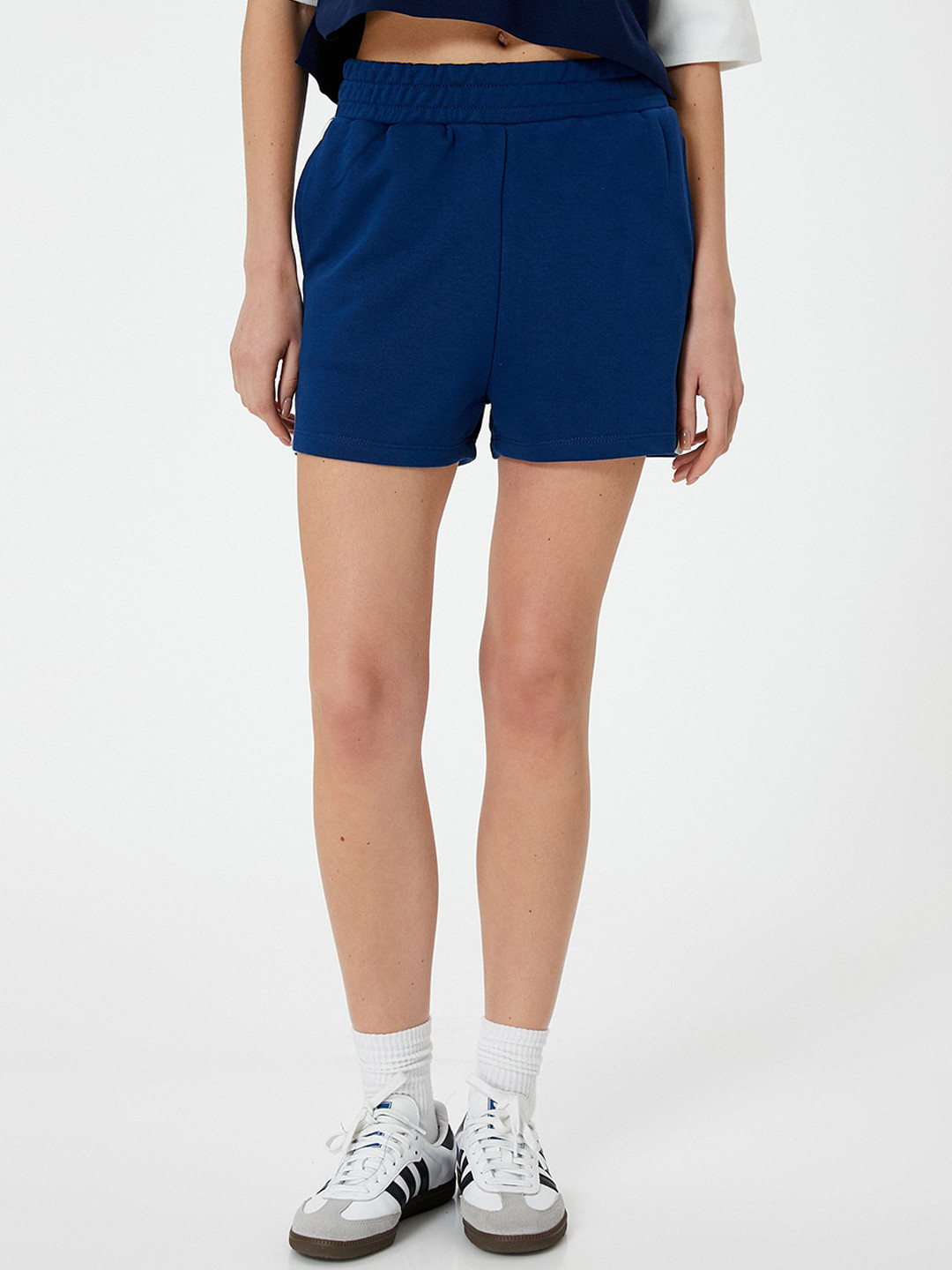 

Koton Women High-Rise Shorts, Navy blue