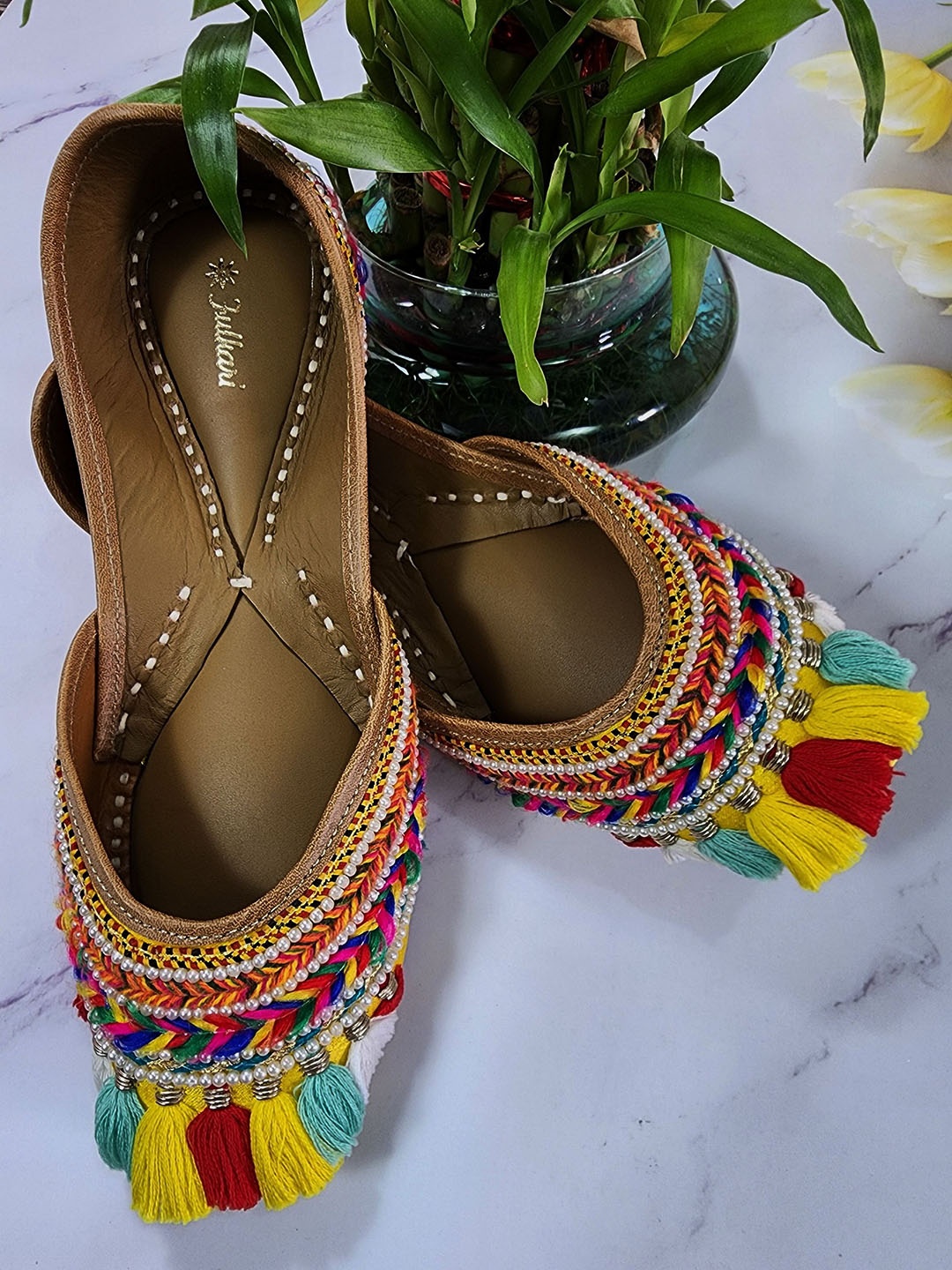 

Fulkari Women Ethnic Mojaris Flats, Yellow