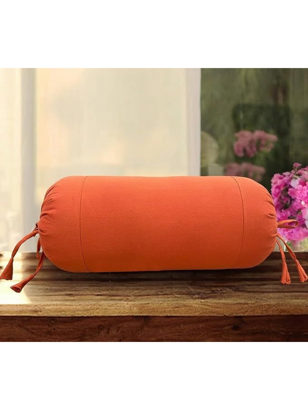 

SAJAVAT Orange-Coloured Pure Cotton Bolster Covers