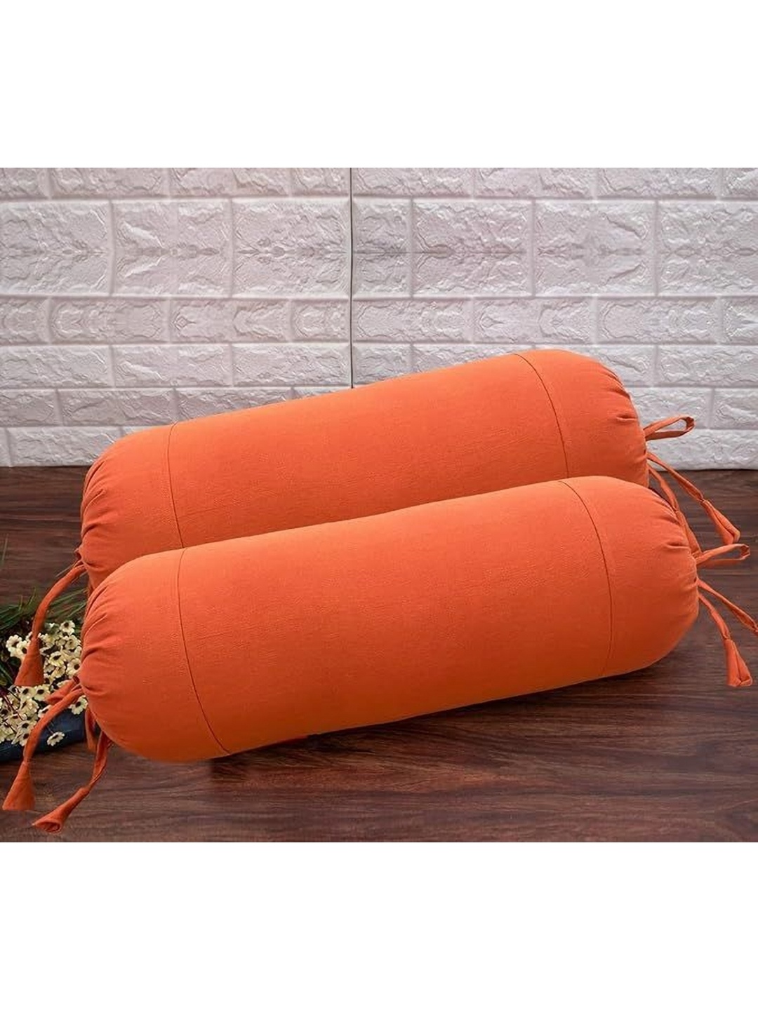 

SAJAVAT 2- Pcs Orange-Colored Pure Cotton Bolster Cover