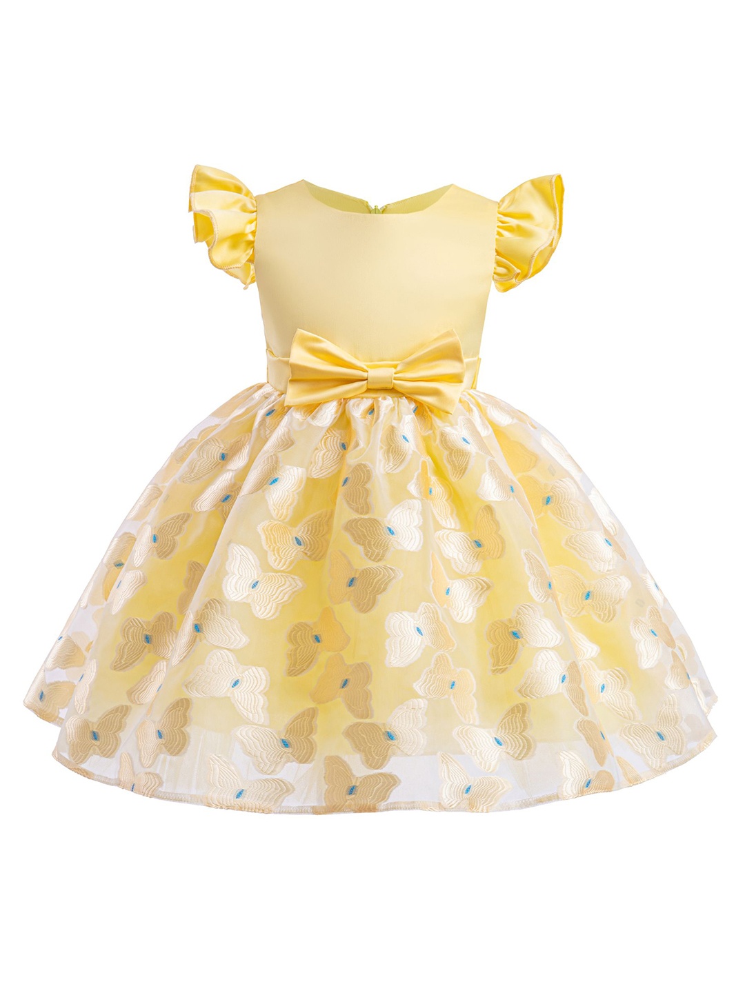 

StyleCast x Revolte Floral Print Flutter Sleeve Fit & Flare Dress, Yellow