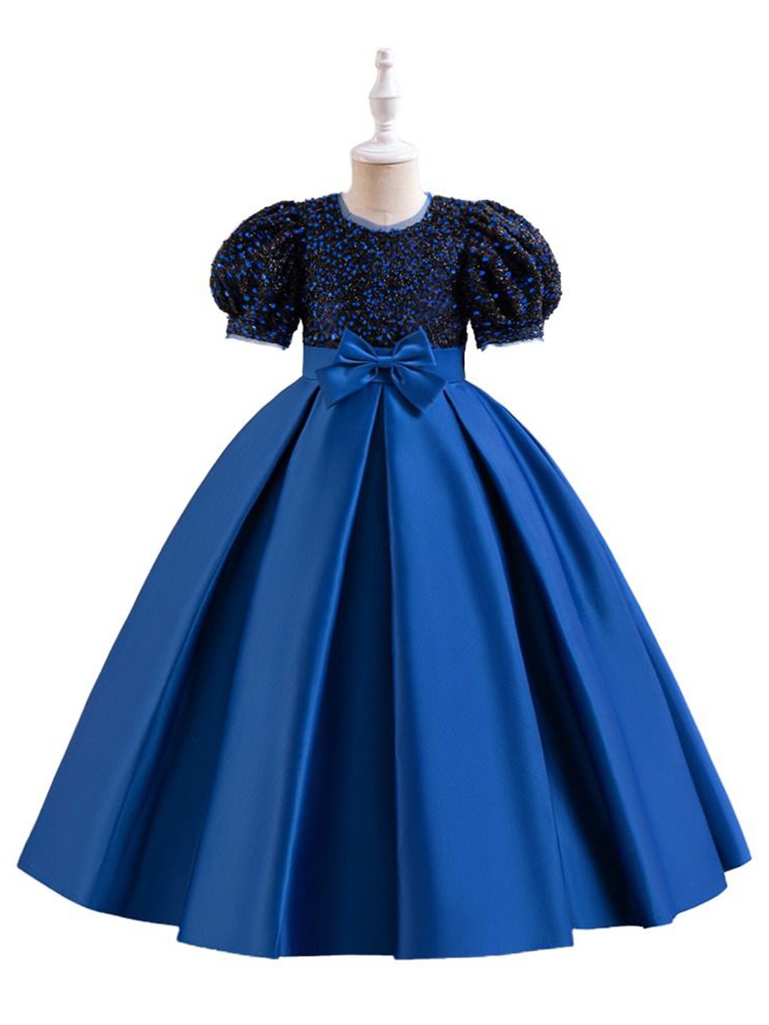 

StyleCast x Revolte Puff Sleeves Embellished Gown Dress, Navy blue