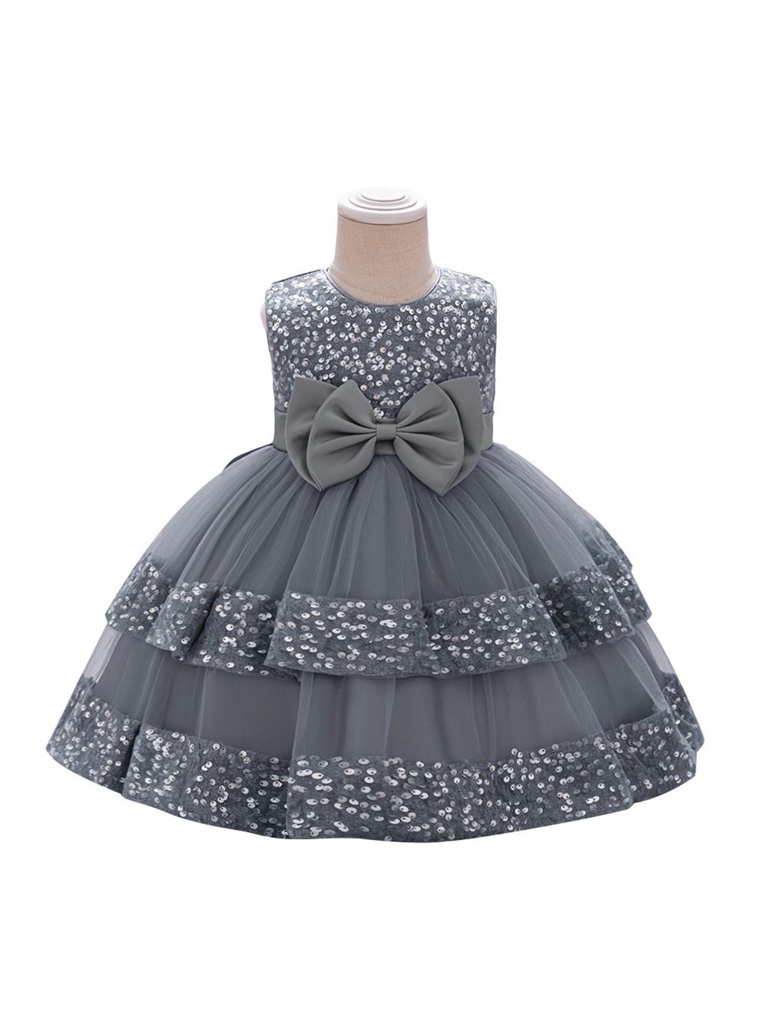 

StyleCast x Revolte Girls Embellished Balloon Dress, Grey