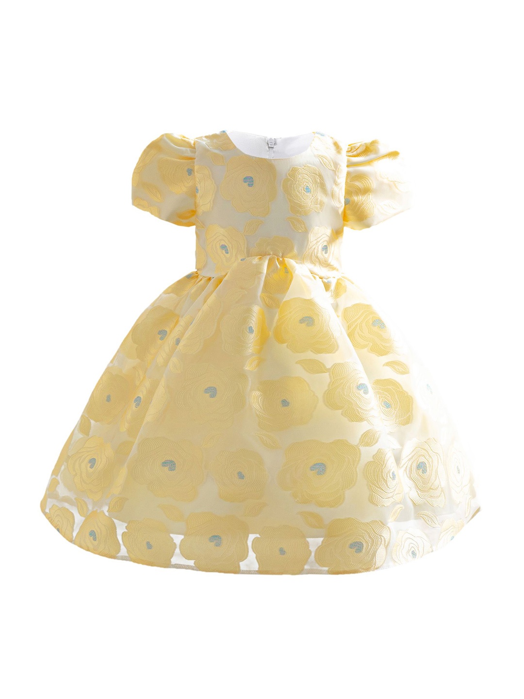 

StyleCast x Revolte Floral Print Puff Sleeve Fit & Flare Maxi Dress, Yellow