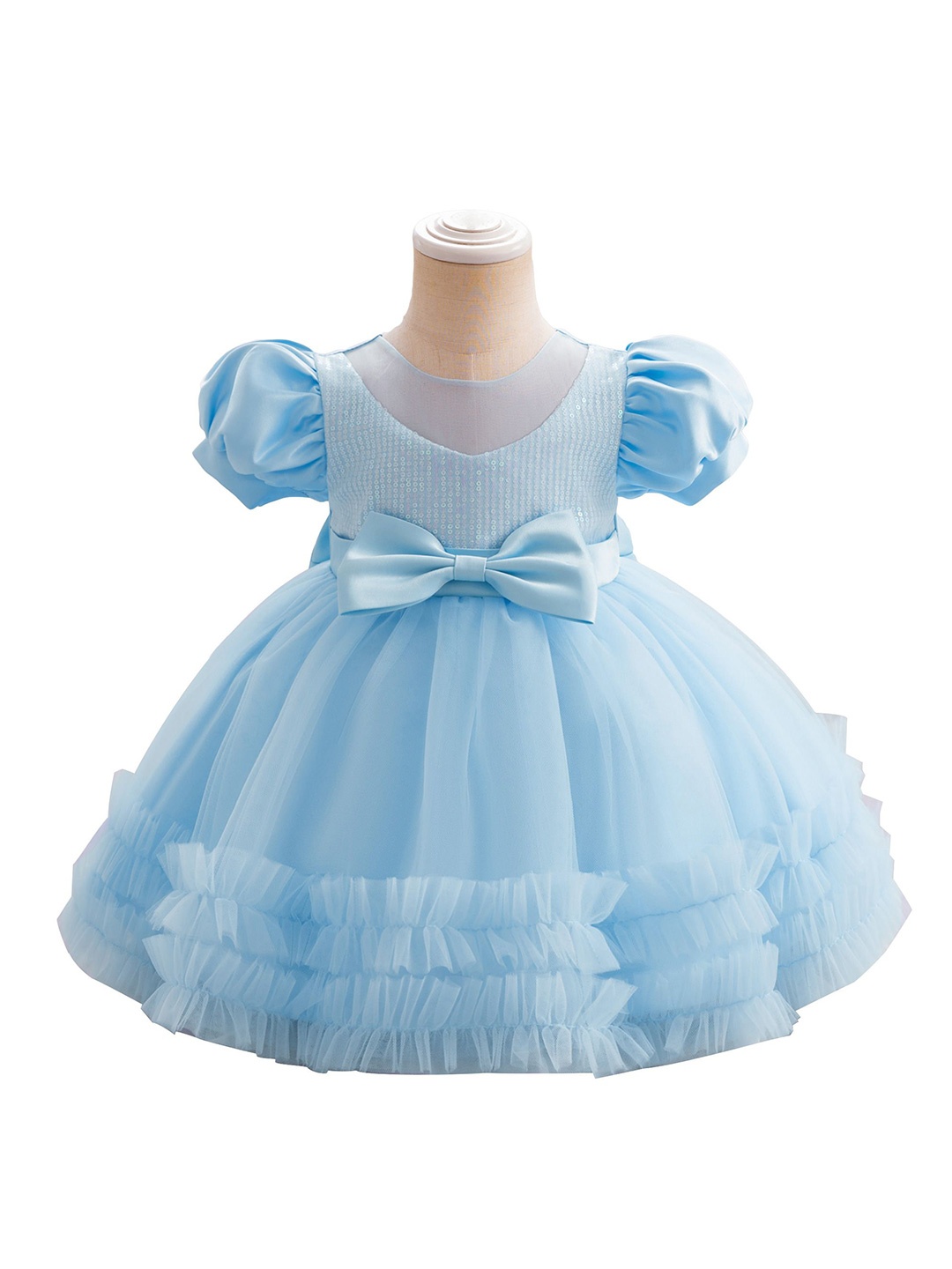 

StyleCast x Revolte Girls Sequin Fit & Flare Puff Sleeve Dress, Blue