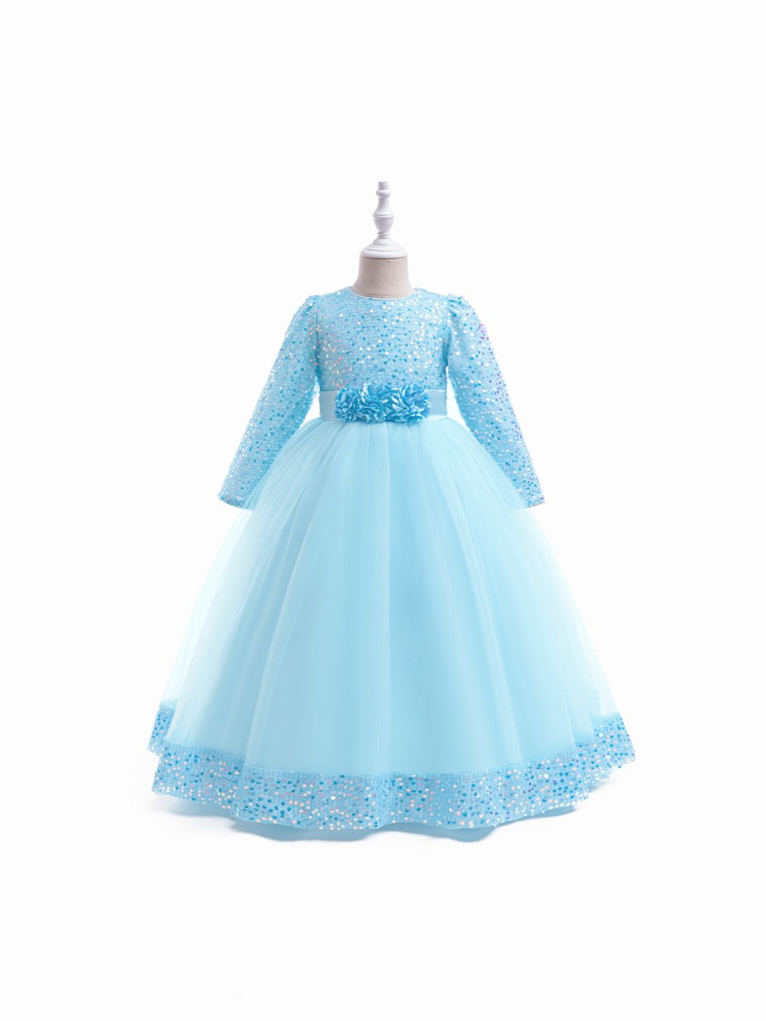 

StyleCast x Revolte Girls Embellished Print Applique Fit & Flare Maxi Dress, Blue