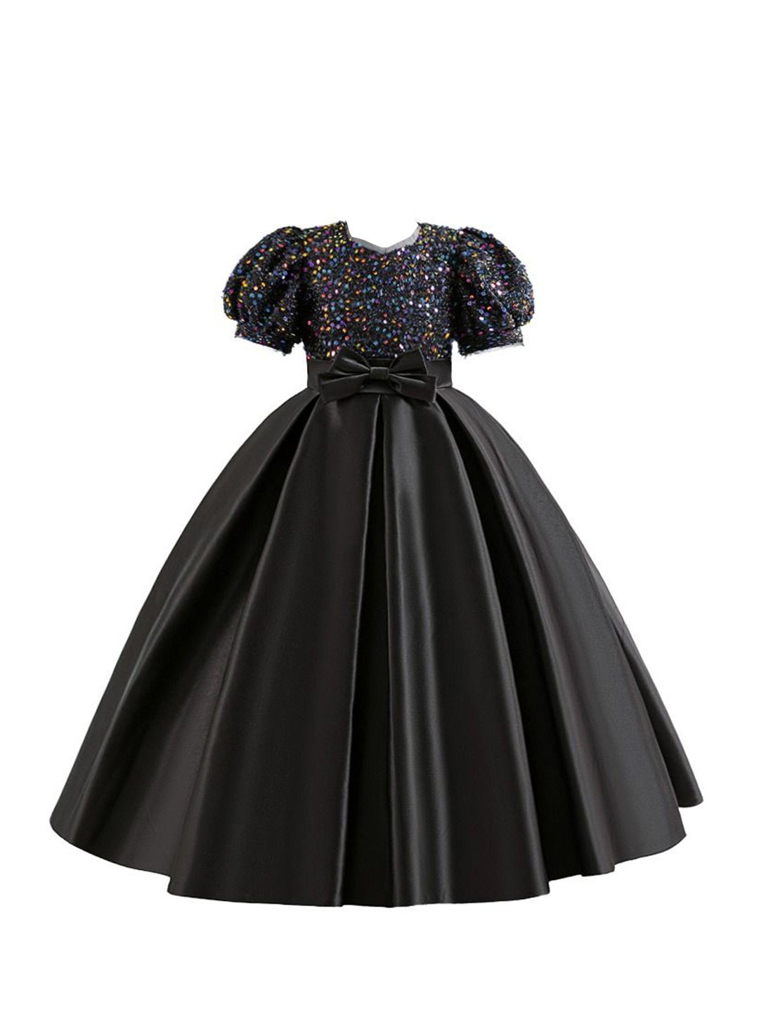 

StyleCast x Revolte Floral Flared Sleeve Applique Fit & Flare Maxi Dress, Black