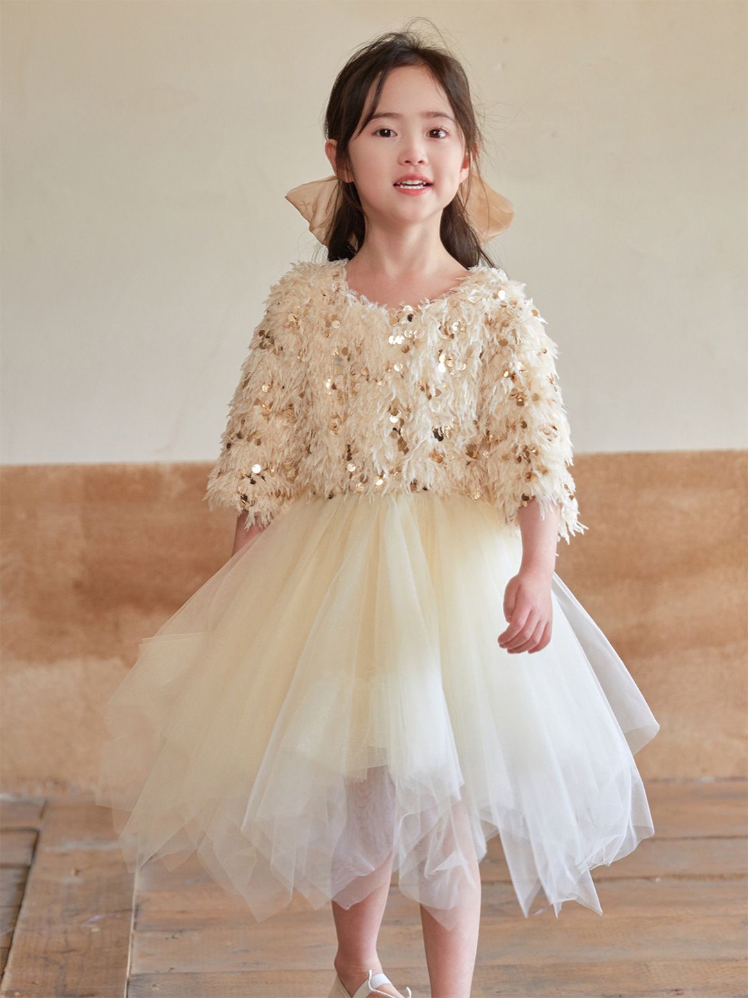 

StyleCast x Revolte Kimono Sleeve Fit & Flare Dress, Beige