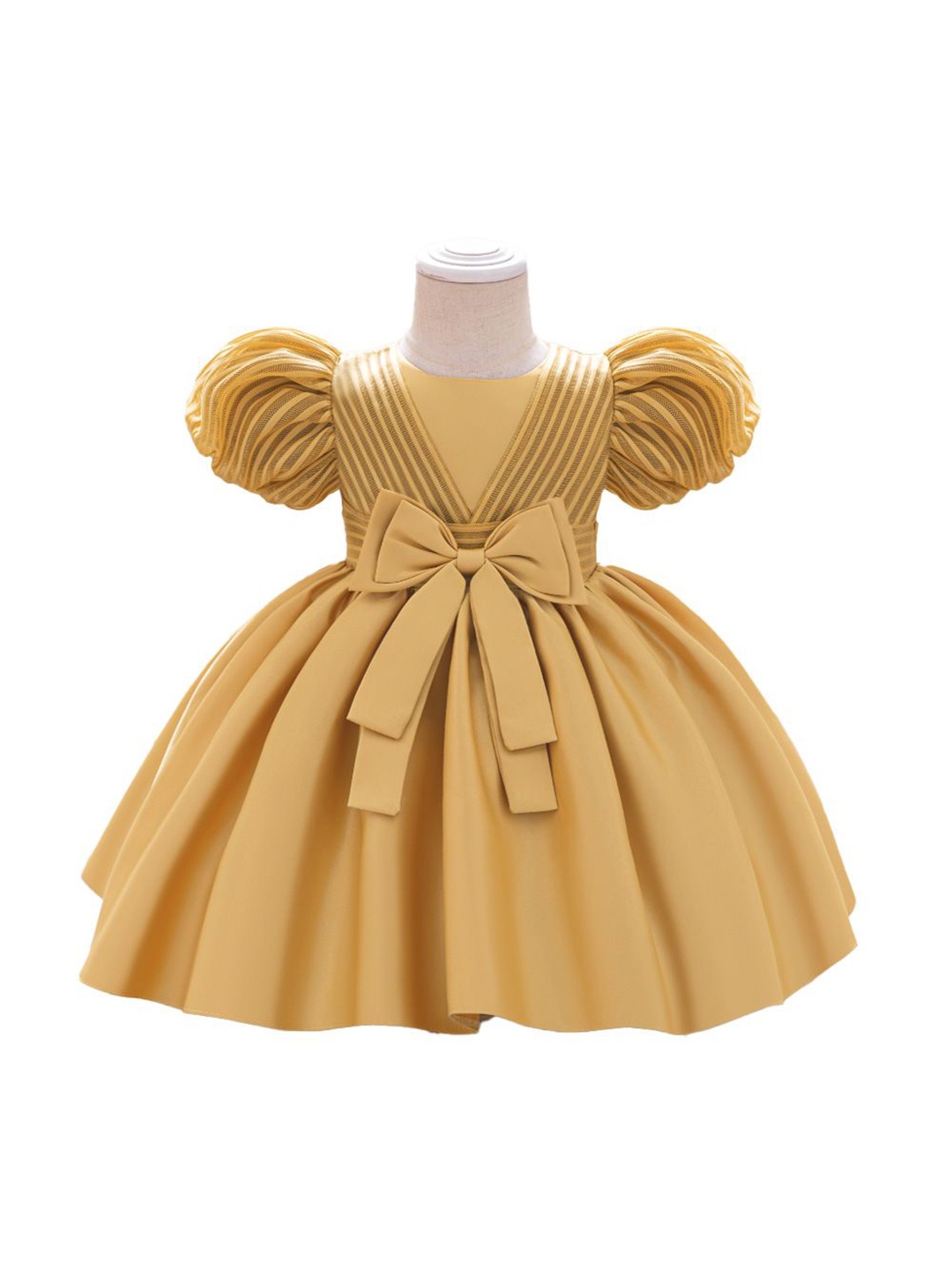 

StyleCast x Revolte Puff Sleeve Fit & Flare Dress, Gold