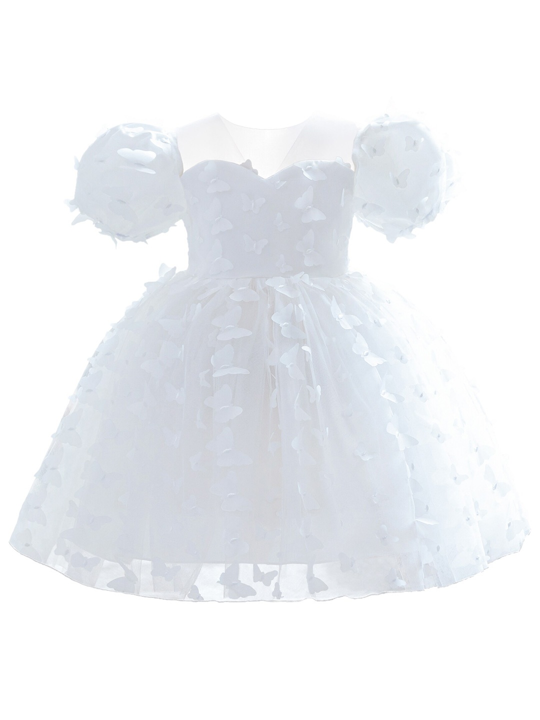 

StyleCast x Revolte Puff Sleeve Applique Fit & Flare Dress, White