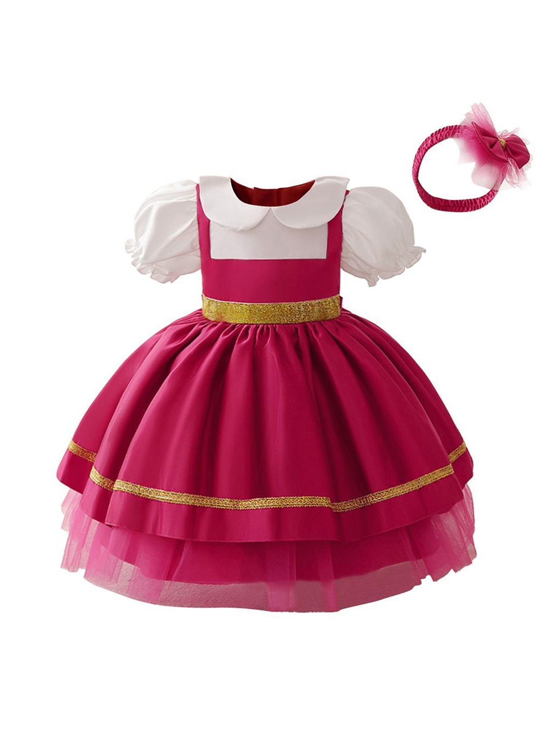 

StyleCast x Revolte Peter Pan Collar Layered Empire Dress, Fuchsia
