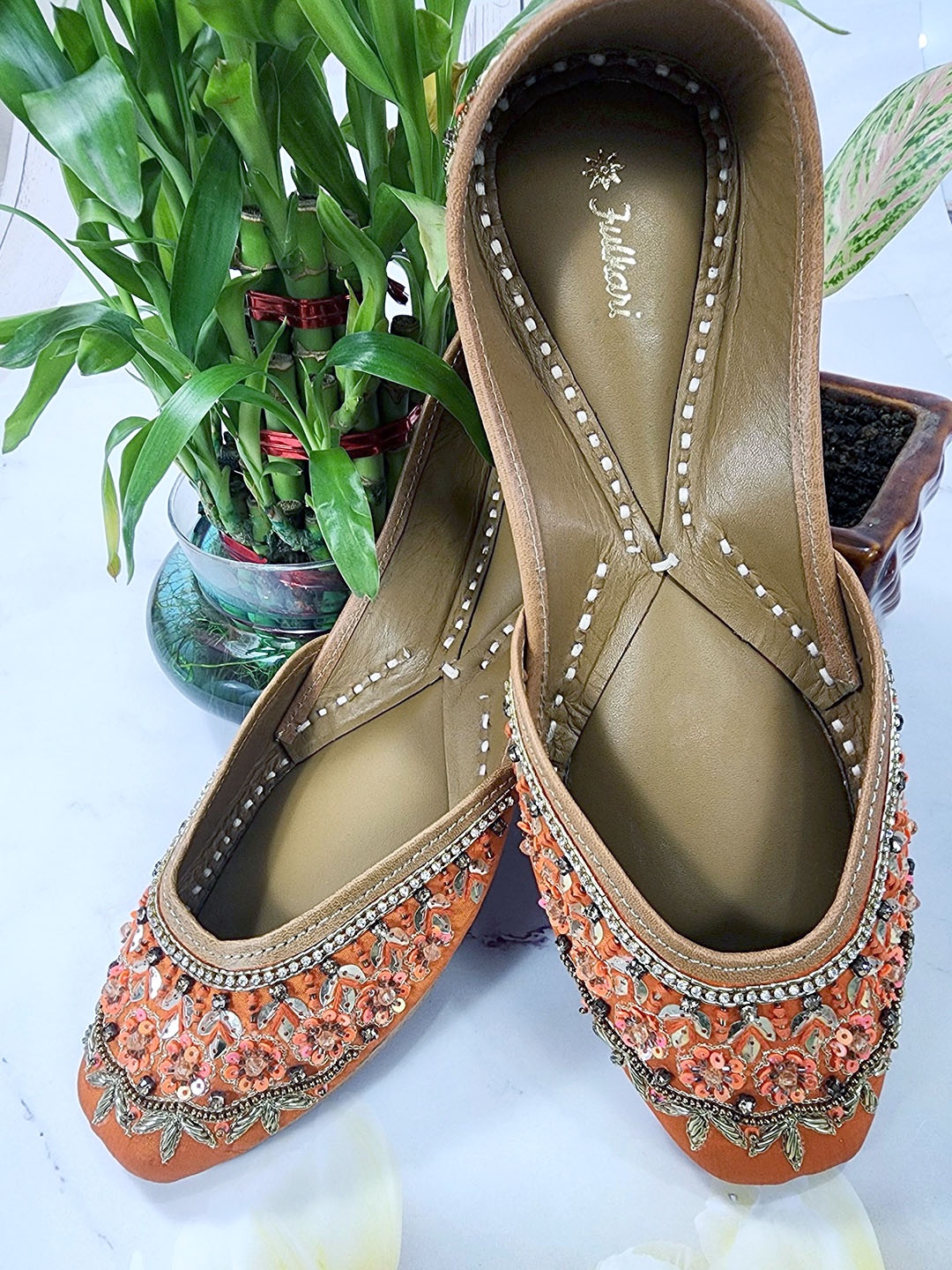 

Fulkari Women Ethnic Mojaris Flats, Orange