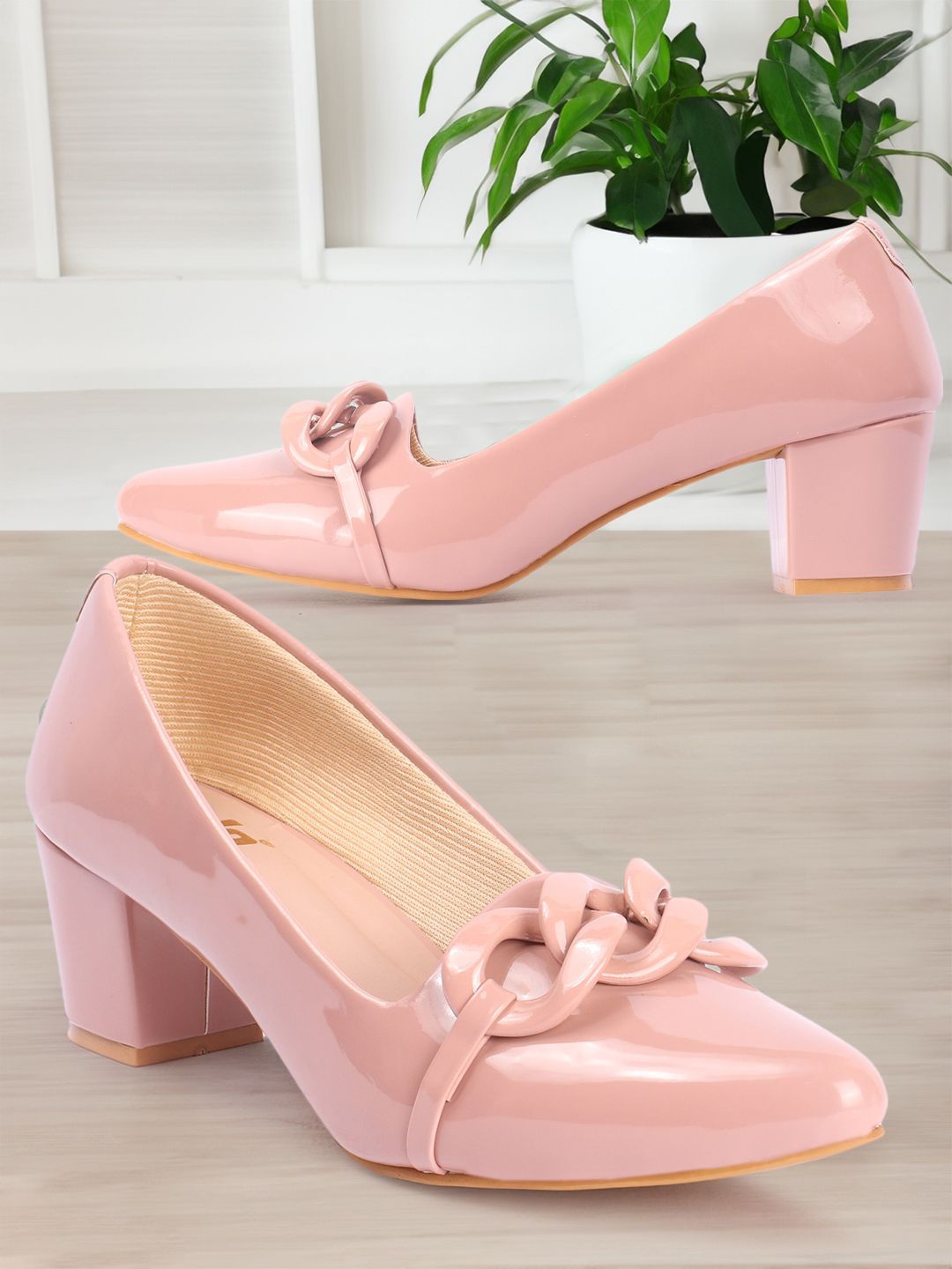 

Colo Embellished Block Pumps, Peach