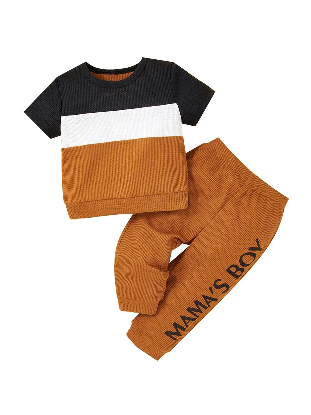 

StyleCast x Revolte Boys Colourblocked T-shirt with Trousers, Brown