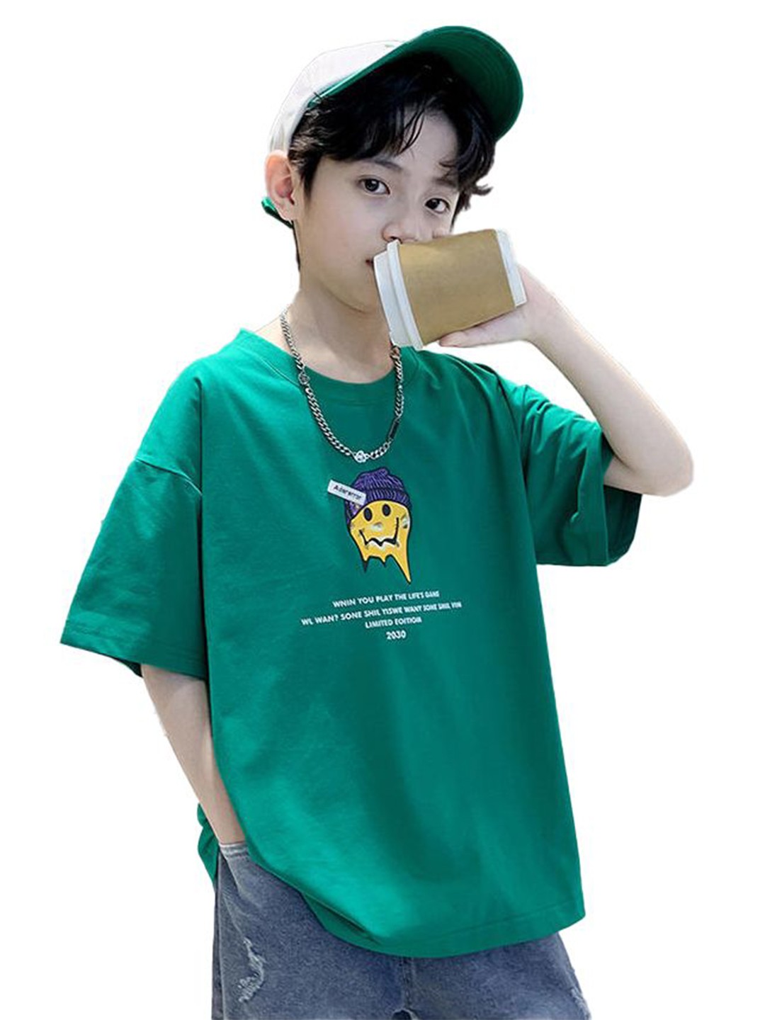 

StyleCast x Revolte Boys Printed T-shirt With Short, Green