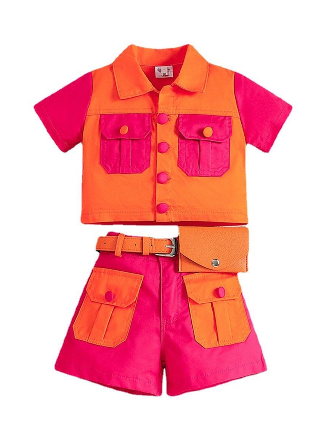 

StyleCast x Revolte Girls Colourblocked Shirt with Shorts, Orange