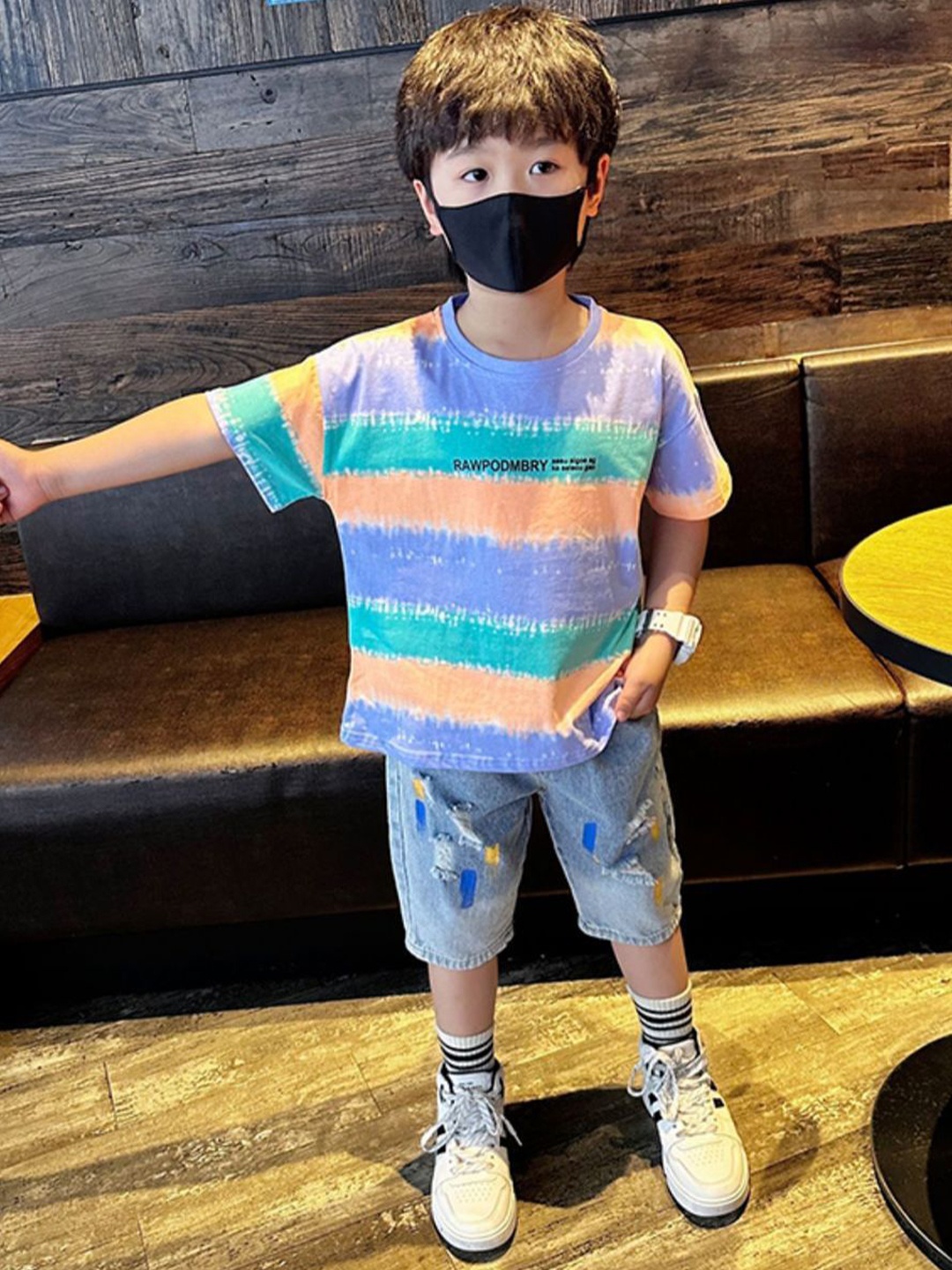 

StyleCast x Revolte Boys Dyed T-shirt with Shorts, Orange