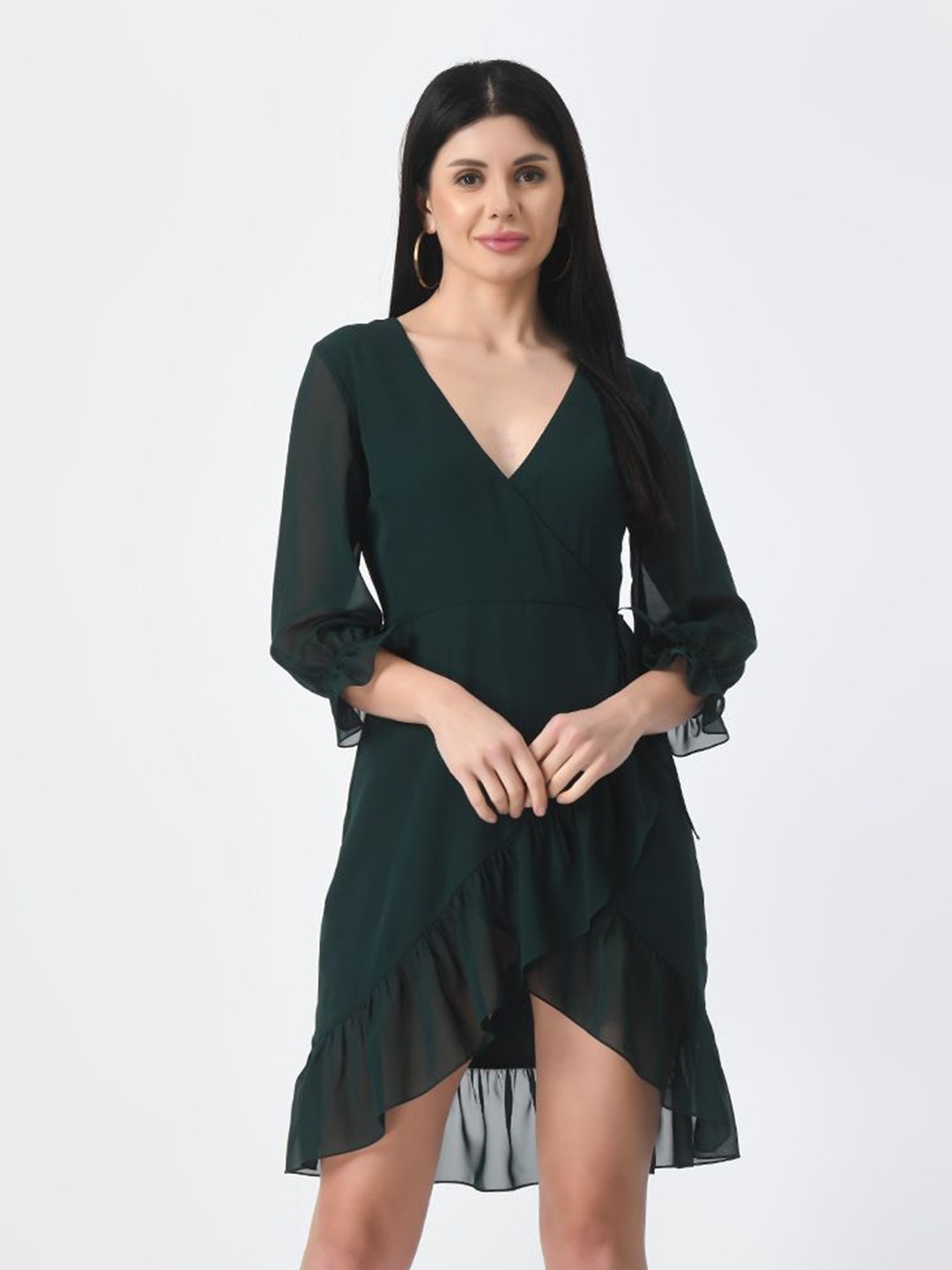 

Tushita Slit Sleeve Georgette Dress, Green