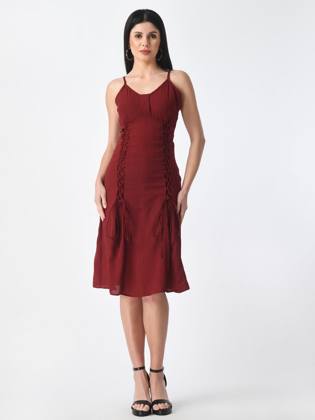 

Tushita Crepe A-Line Dress, Maroon