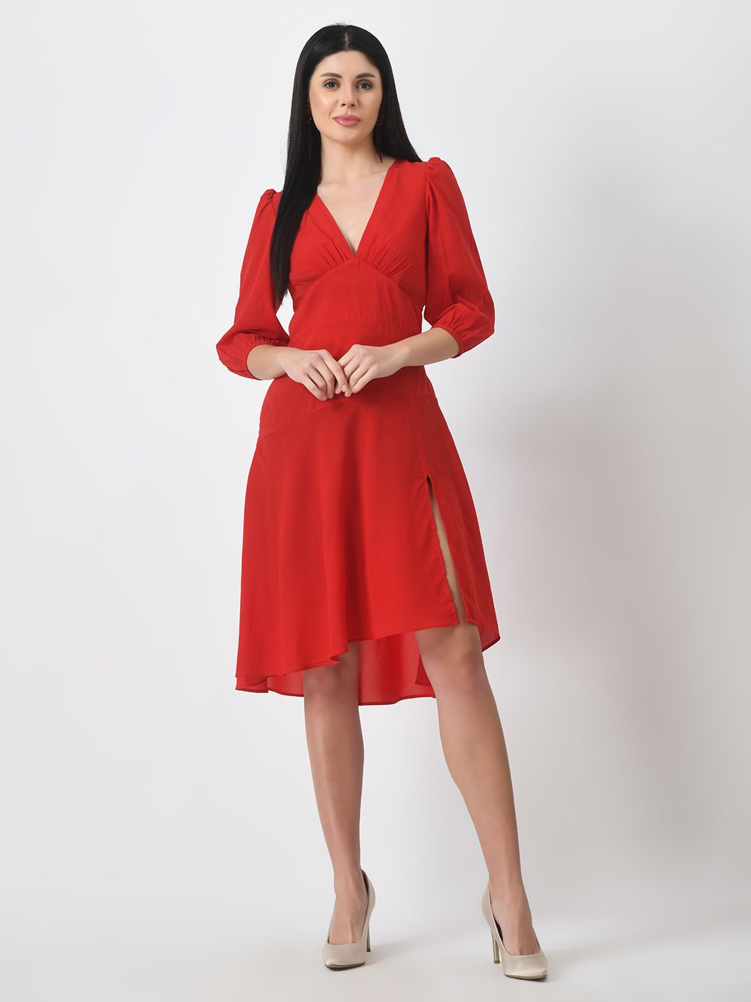 

Tushita Crepe Dress, Red