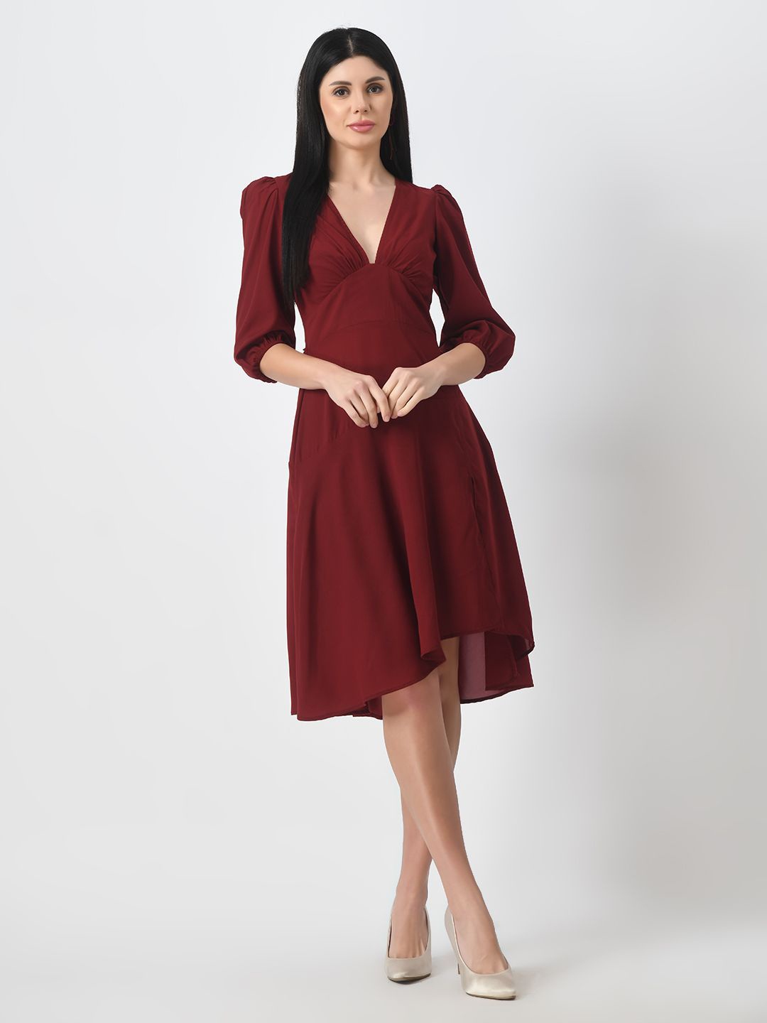 

Tushita Crepe Dress, Maroon