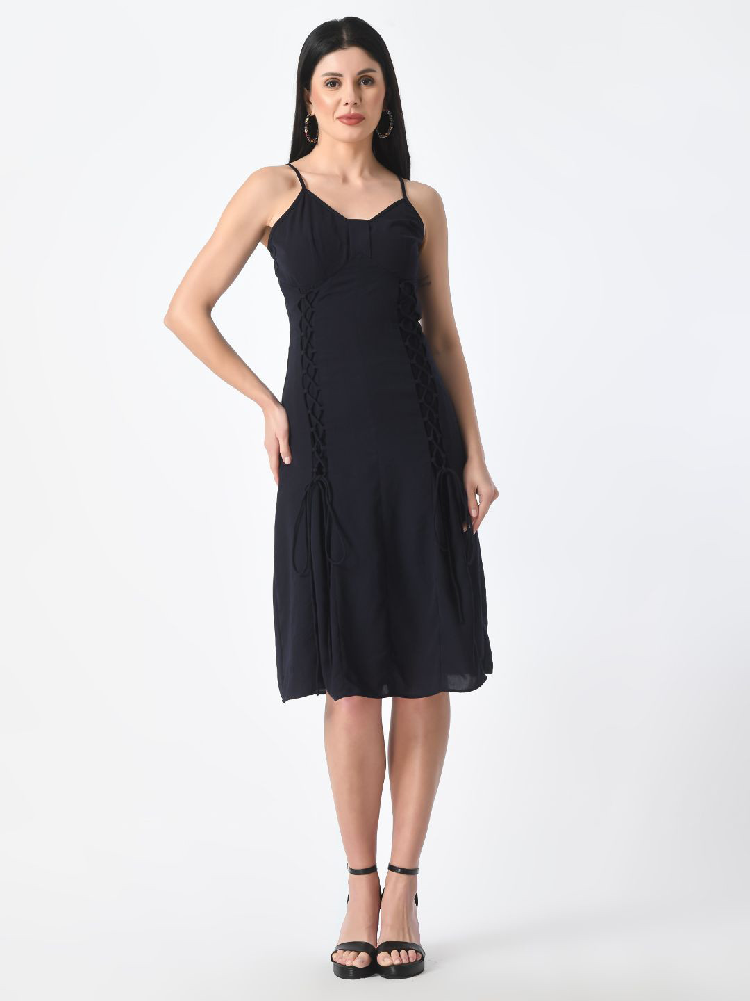 

Tushita Crepe A-Line Dress, Navy blue