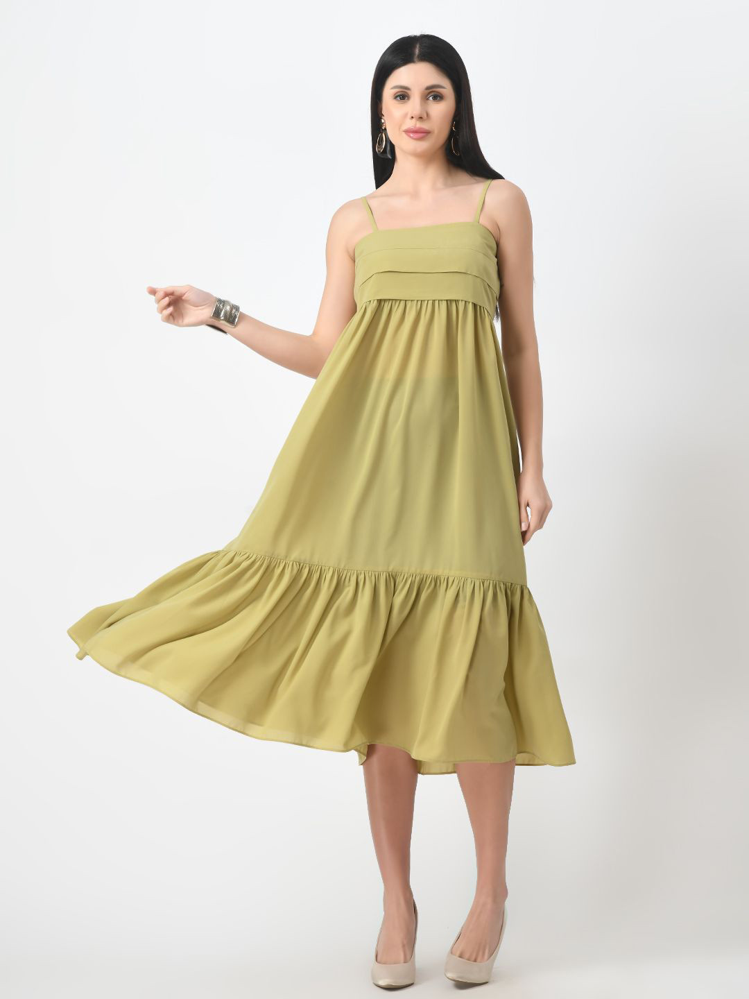 

Tushita Crepe A-Line Midi Dress, Green