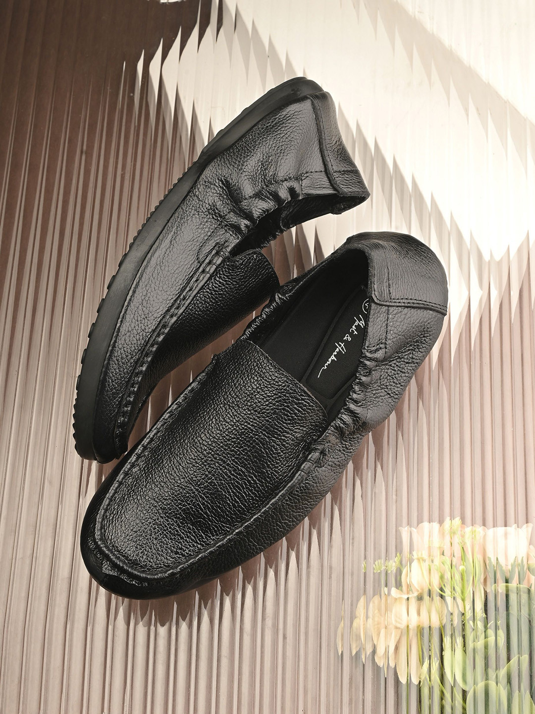 

Mast & Harbour Men Textured Leather Slip-On Sneakers, Black