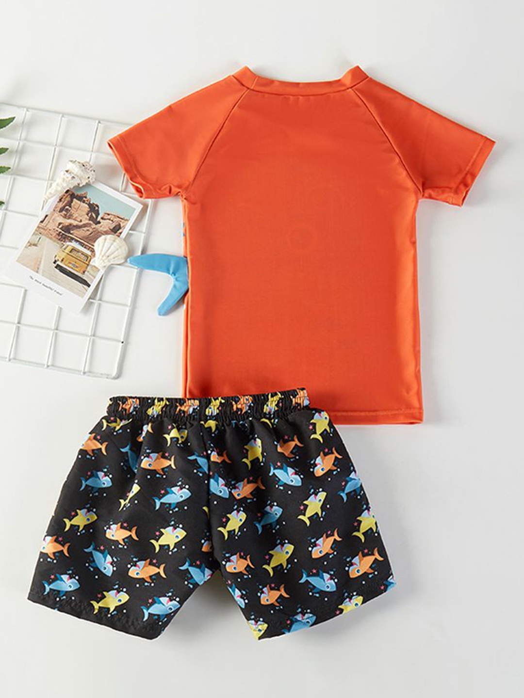 

StyleCast x Revolte Boys Printed Swim Set With Cap, Orange