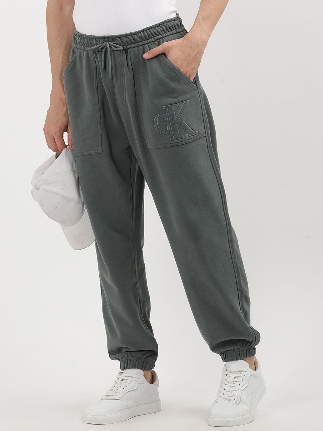 

Calvin Klein Men Cotton Relaxed Fit Mid Rise Joggers, Grey