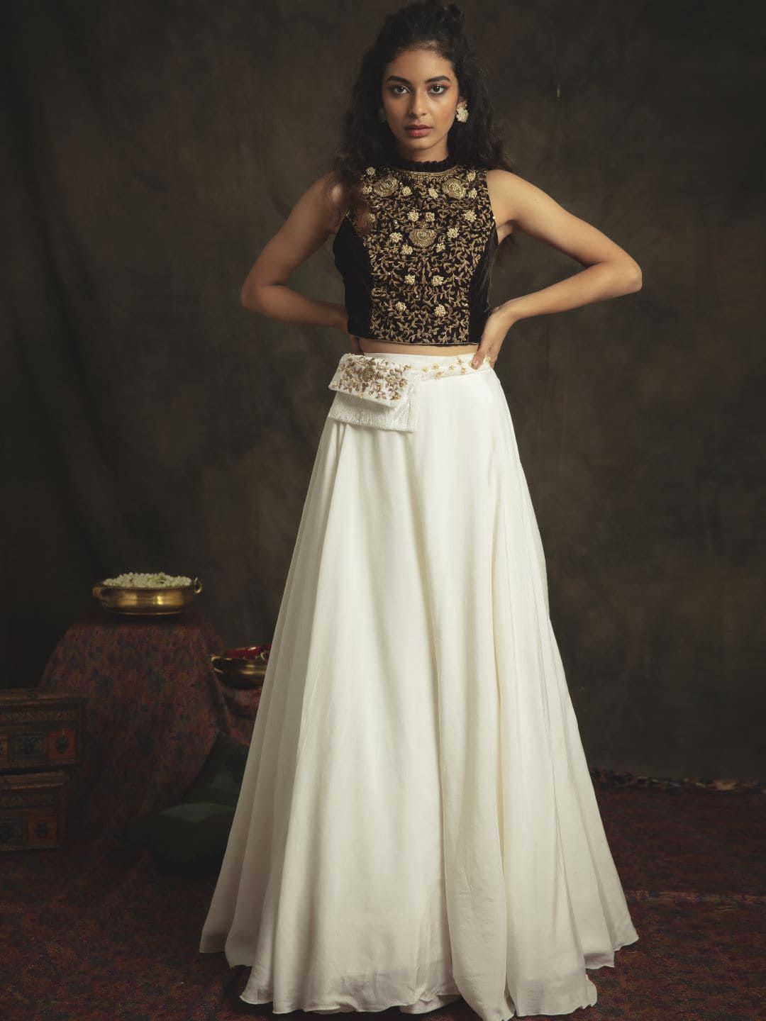 

Nikita Vishakha Embroidered Made to Measure Lehenga &, White
