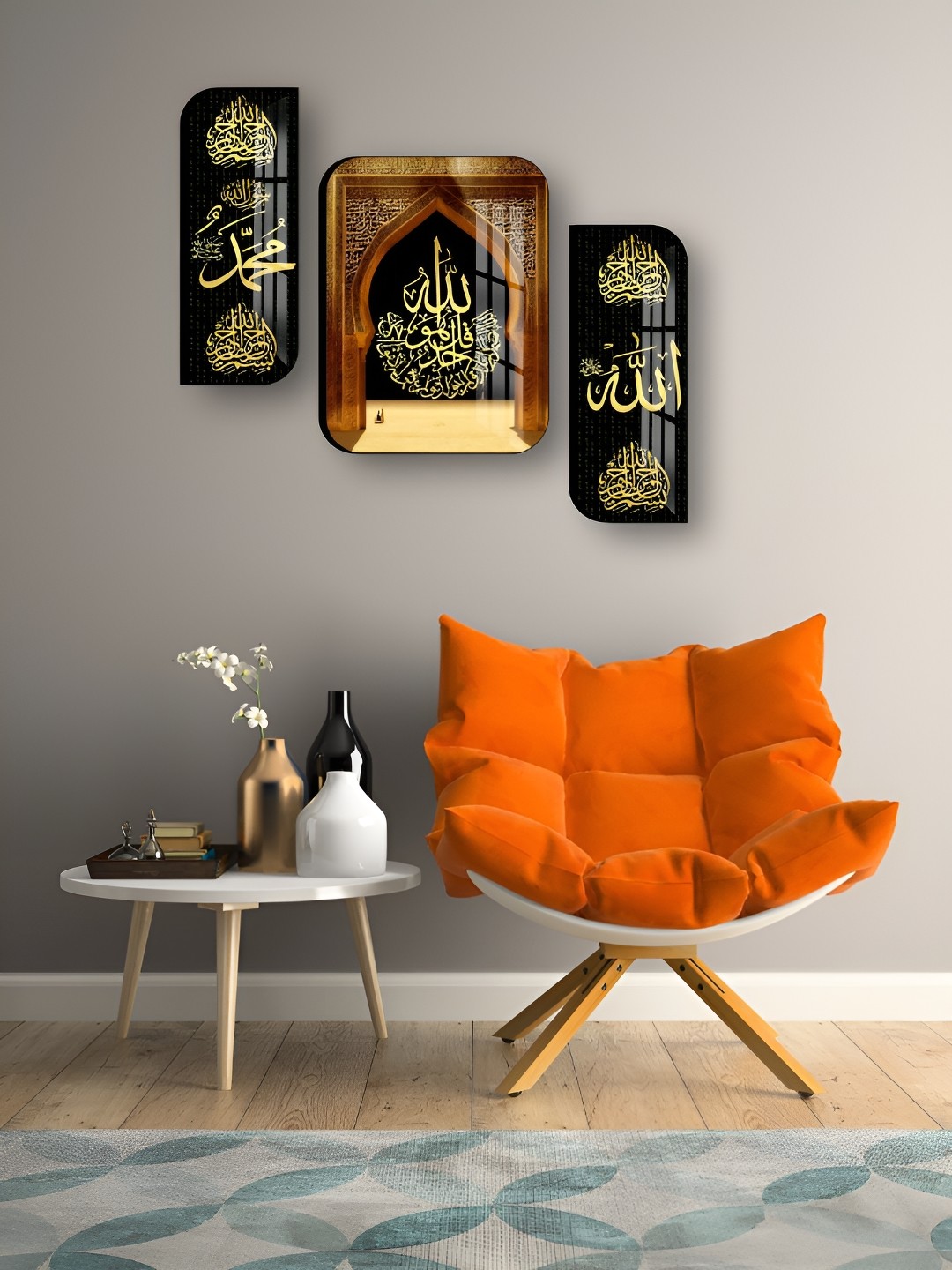 

WALLMAX Black & Gold Toned 3 Pieces Wooden Religious Wall Arts