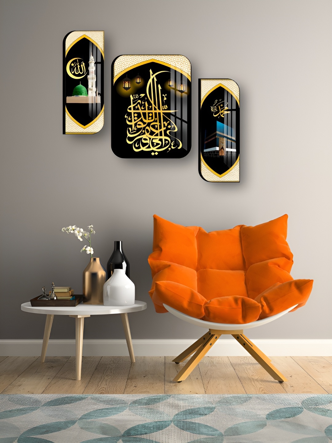 

WALLMAX Black & Beige 3 Pieces Wooden Religious Wall Arts