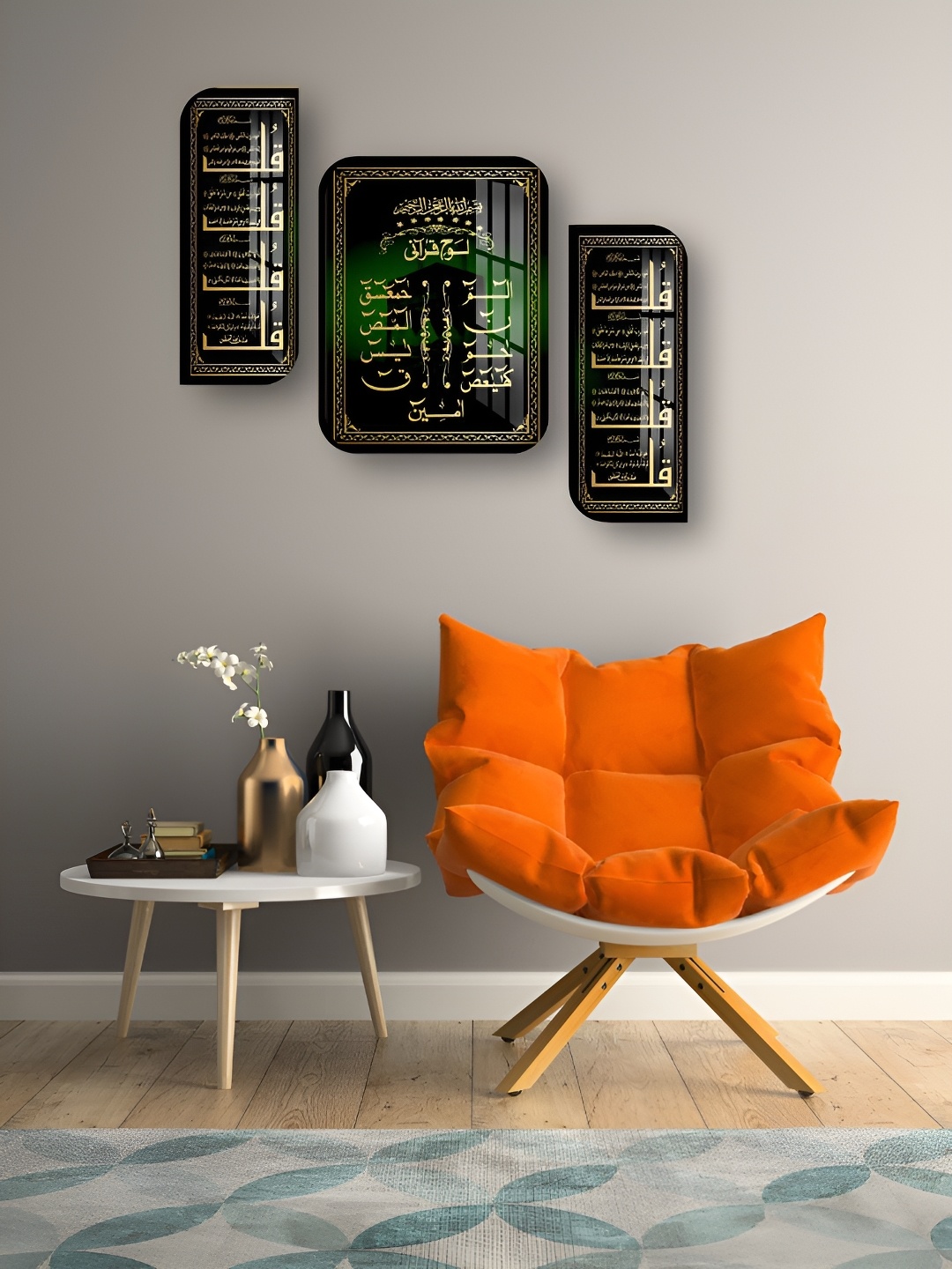 

WALLMAX Black & Gold Toned 3 Pieces Wooden Religious Wall Arts
