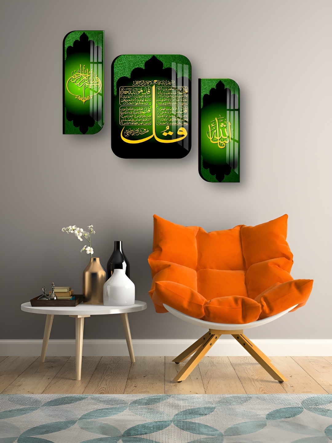 

WALLMAX Green & Black 3 Pieces Wooden Religious Wall Arts
