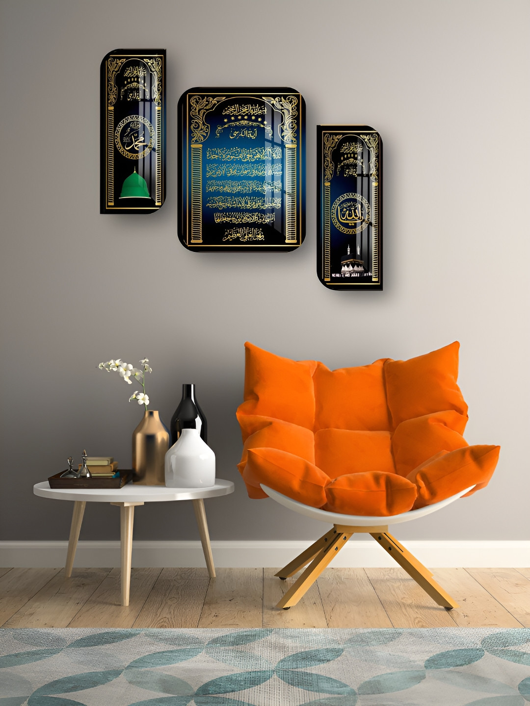 

WALLMAX Black & Gold Toned 3 Pieces Wooden Religious Wall Arts