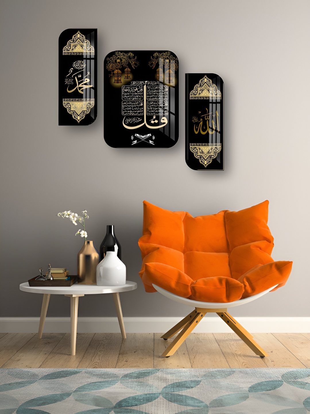 

WALLMAX Black & Gold Toned 3 Pieces Wooden Religious Wall Arts