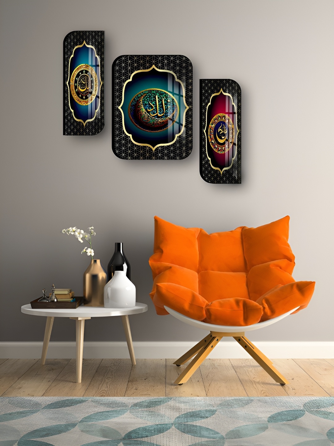 

WALLMAX Black & Gold Toned 3 Pieces Wooden Religious Wall Arts