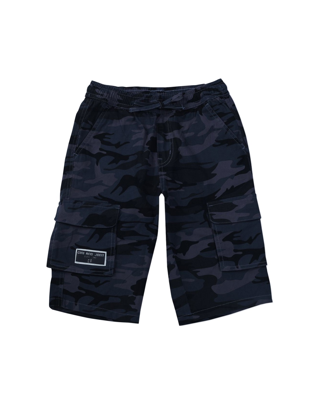 

Gini and Jony Boys Camouflage Printed Cargo Shorts, Blue